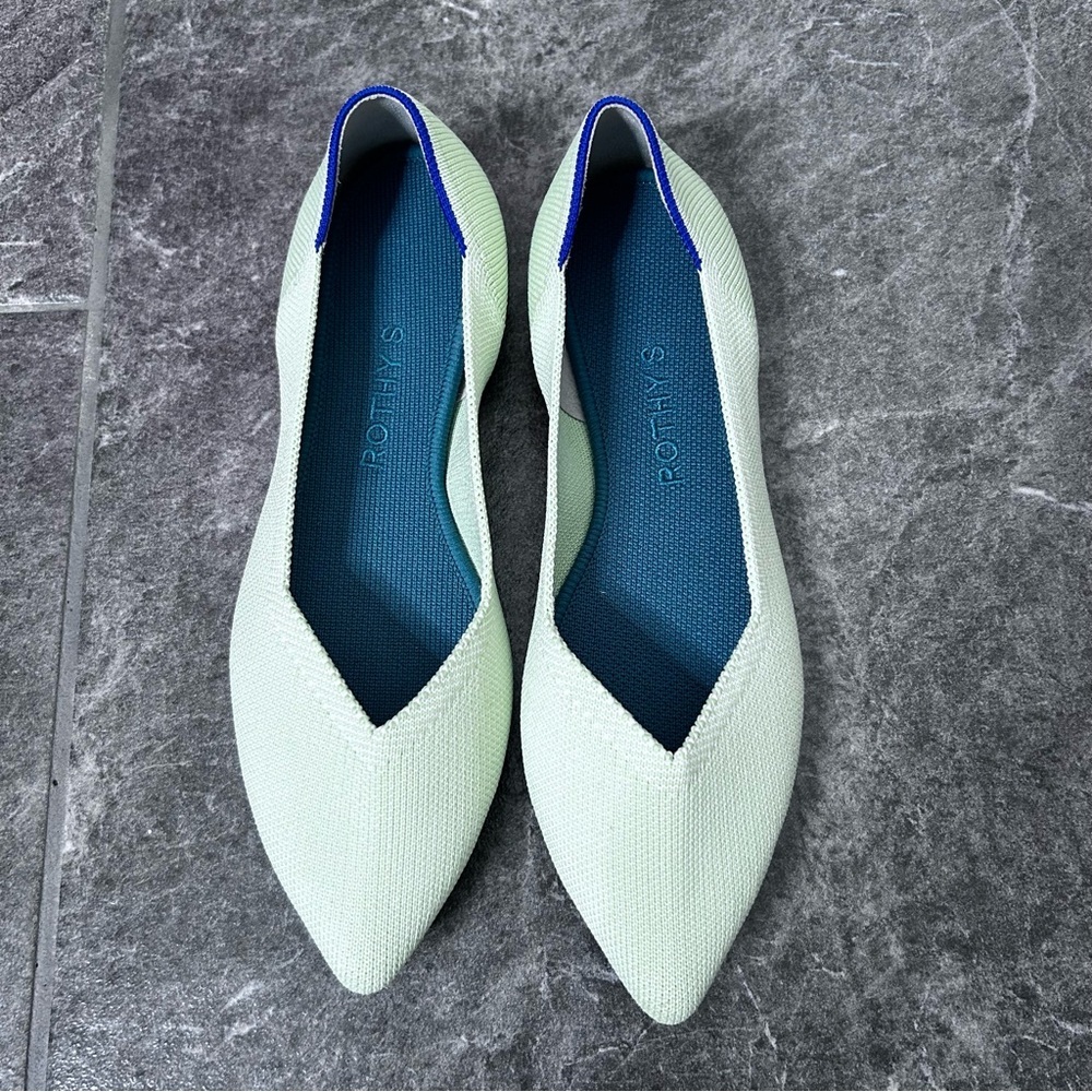 Rothy's The Point Sour Apple Green Flats Size W7.5 Office Travel - Picture 4 of 13